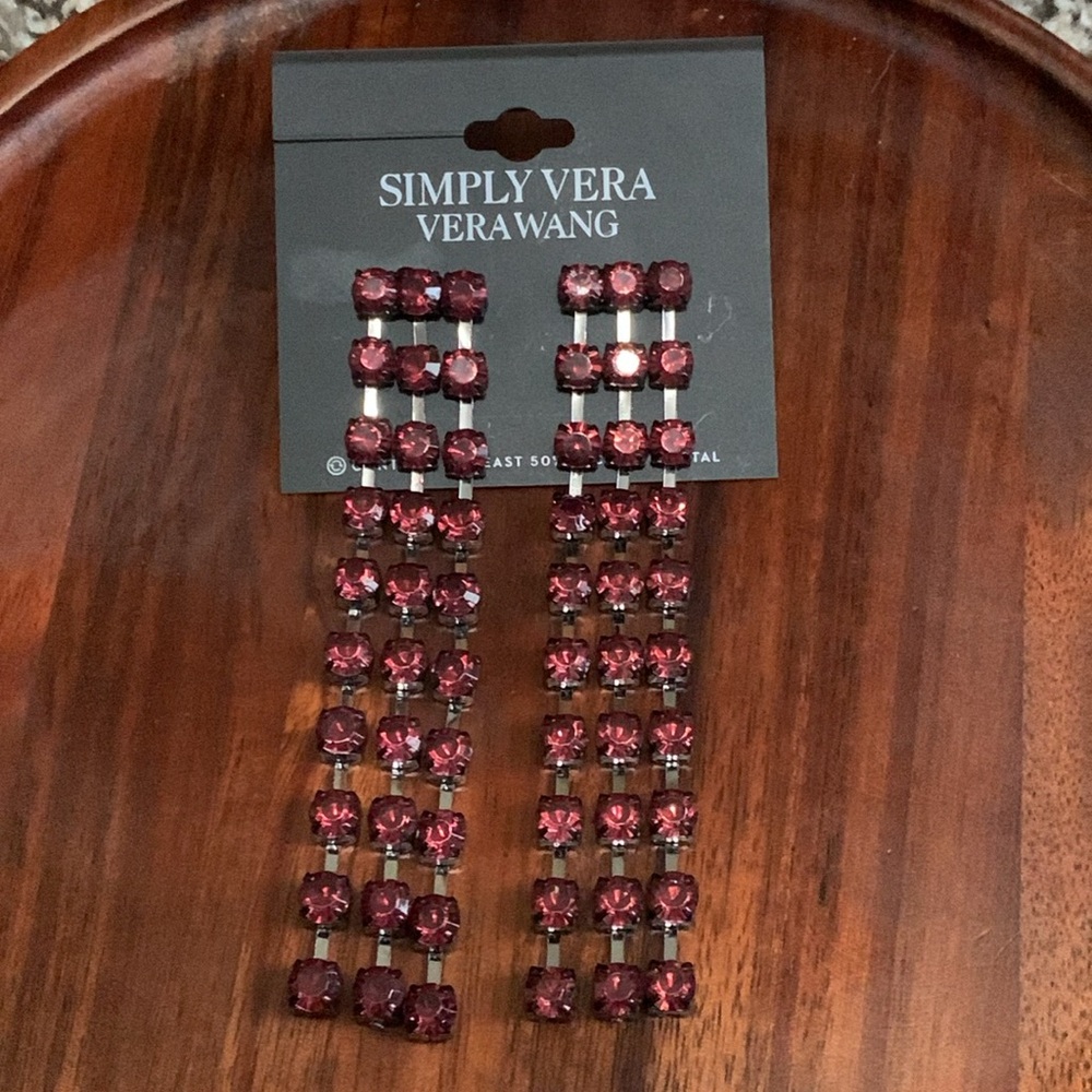NWT Simply Vera Vera Wang dark pink stone earrings
